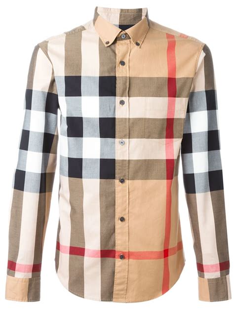 burberry black and light brown checked shirt|Burberry check button up shirt.